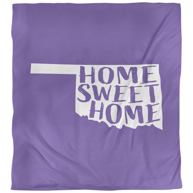 Housse de couette Home Sweet Oklahoma, Polyester brossé, Housse de couette pour grand lit, Mauve