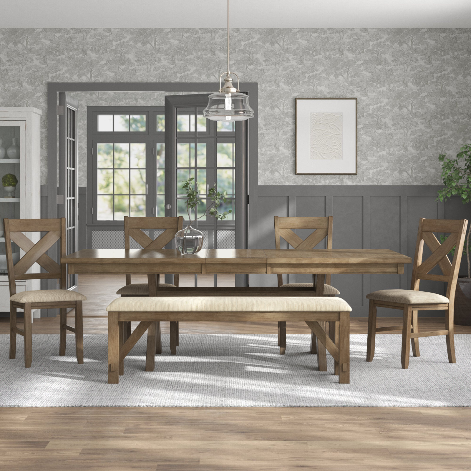 Laurel Foundry Modern Farmhouse Veloz Wood 6Piece Dining Set