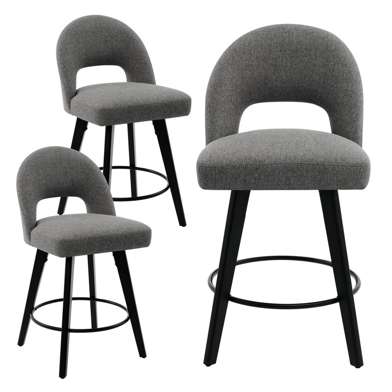 Tabouret de bar et de comptoir pivotant 26 po, Gris, 3 chaises 