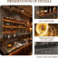 Grand support à vin mural à 4 niveaux, tablettes de bar avec lumières à DEL et porte-verre, tablettes flottantes en bois massif pour bouteilles de liqueur en fer, pour affichage mural complet de bar / restaurant (157,4 po / 400 cm)-133046500