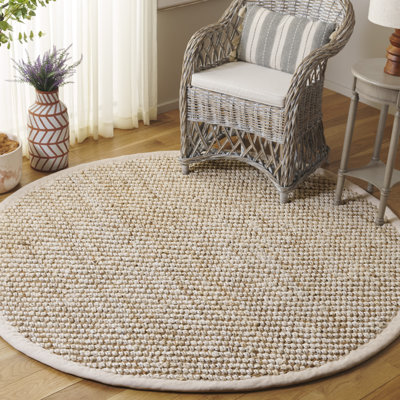 Natural Fiber Handwoven Jute Abstract Rug