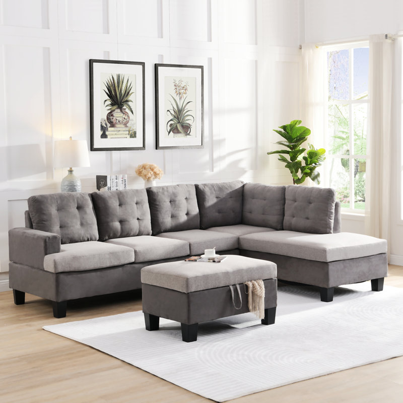 Canapé modulaire 2 pièces Dudziak, Tissu gris