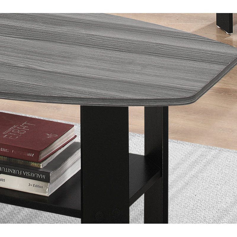 Ensemble de table, ensemble de 3 pièces, café, bout, côté, décor, salon, stratifié noir et gris, transitionnel, Gray/Black