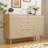 Rattan Buffet Cabinet With Drawers, Boho Sideboard Buffet With Adjustable Shelf, Modern Mid Century Accent Storag Cabinet For Living Room, Entryway, Kitchen, Oak-516508686
