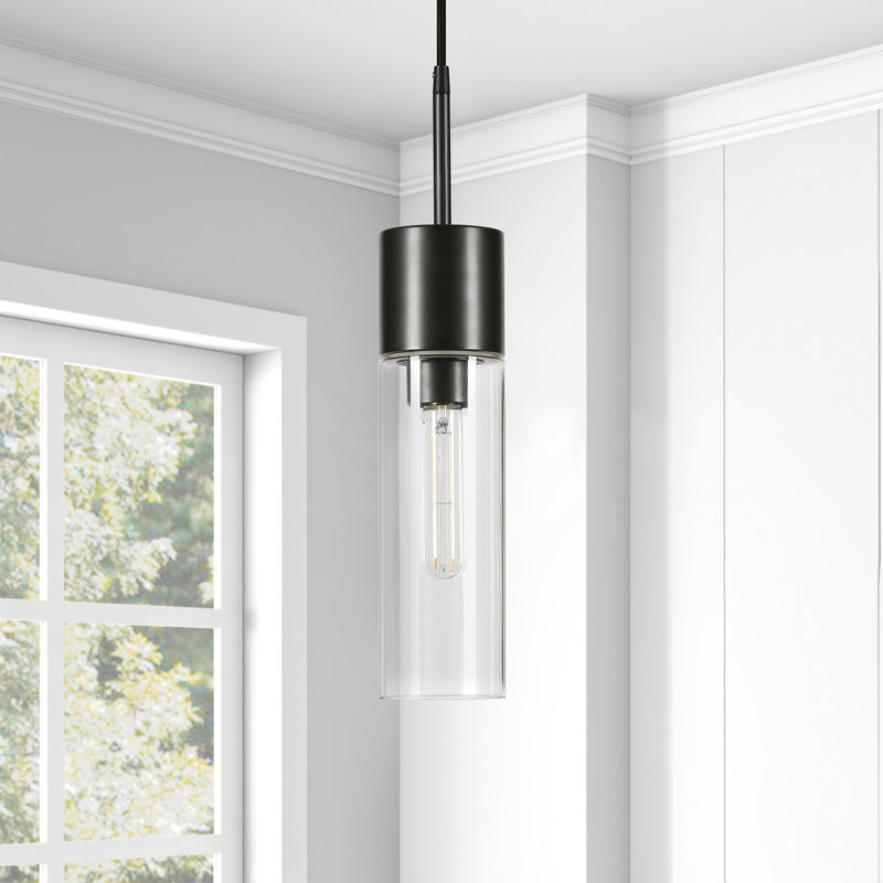 1 - Light Gold Single Pendant, Black
