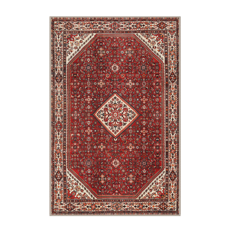 Tapis traditionnel rouge / beige, Rectangle 7 pi x 10 pi