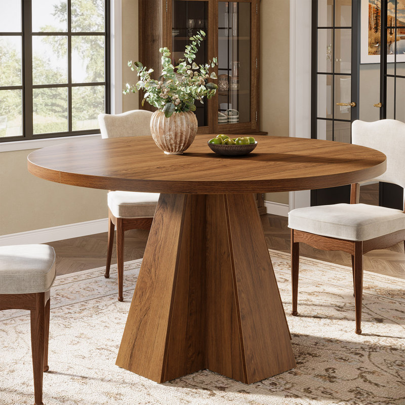 47-inch Round Dining Table for 4, Circle Kitchen Table for Dining Room, Kitchen