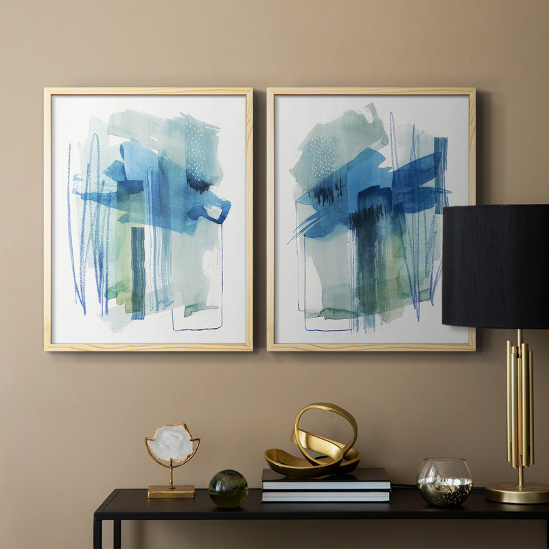 Abstract Oasis I-Premium Framed Print -Ready to Hang - No Nails Required - No Nails Required, Natural Wood, 29" H x 46" W