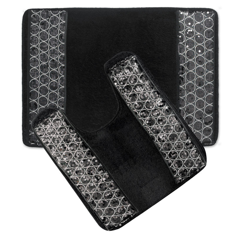 Ensemble de tapis pour salle de bain Channce, Noir