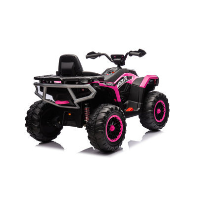 VTT pour enfants 4 roues, véhicule électrique 4 roues motrices 4 roues motrices pour enfants, 2 x 4 places, moteur 4 x 200 W, vitesse maximale de 6Mph - rose