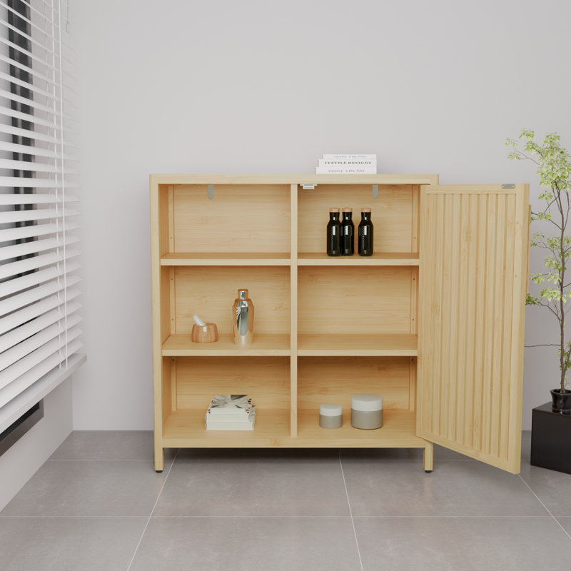 Tablette de rangement grande capacité pour salle de bain et chambre à coucher - conception à une porte avec 2 tablettes ouvertes, petits espaces minces, cadre, placard dissimulé