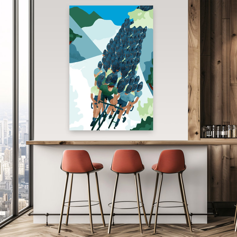 «Peloton Mountain Ascent Abstract Contemporary Mountain Nature», reproduction d'art murale, H 60 po x l 40 po