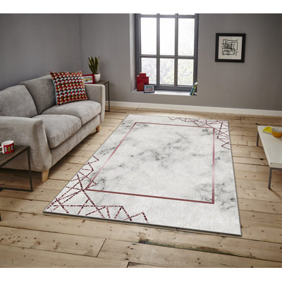 Tapis rectangulaire gris clair tissé à la machine Savorey