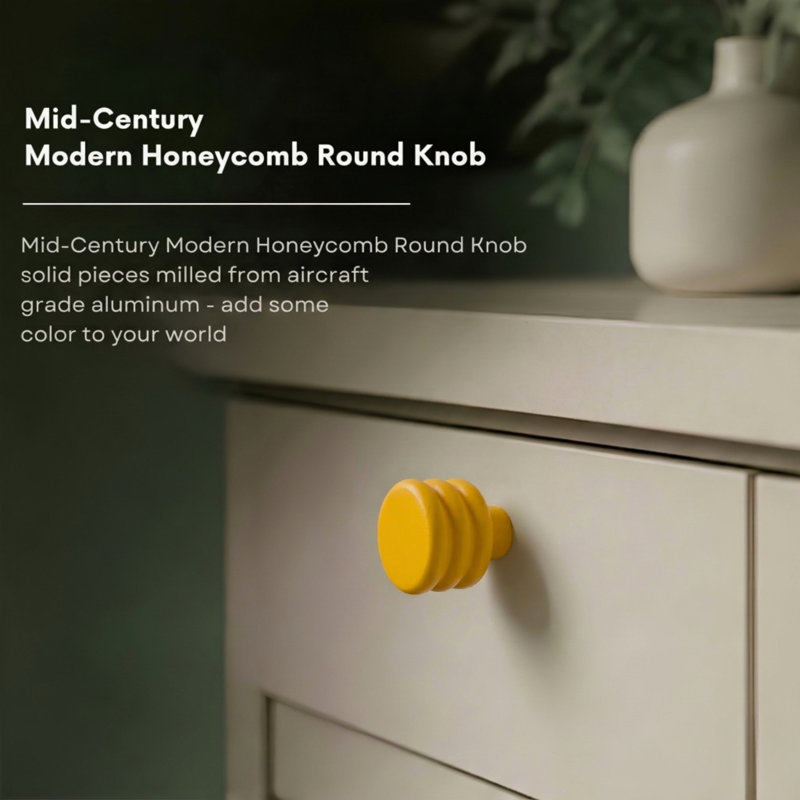 ROUS Hardware Mid-Century Modern Honey Comb Knob, Sunflower(Yellow)