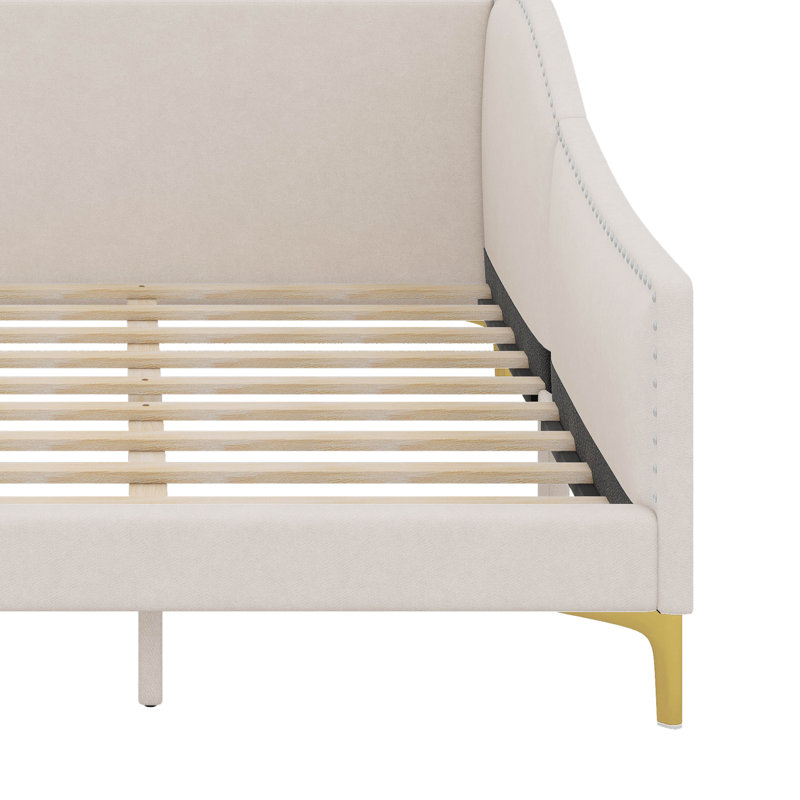 Silvan Upholstered Daybed Bed with Headboard and Armrest, Twin, Gray