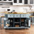 Grey-blue 53inch Kitchen Island - With Internal Storage, Movable Drop Leaf, And Power Charging Station With Storage Adjustable Leaf Rolling Cart Outlet-665120967