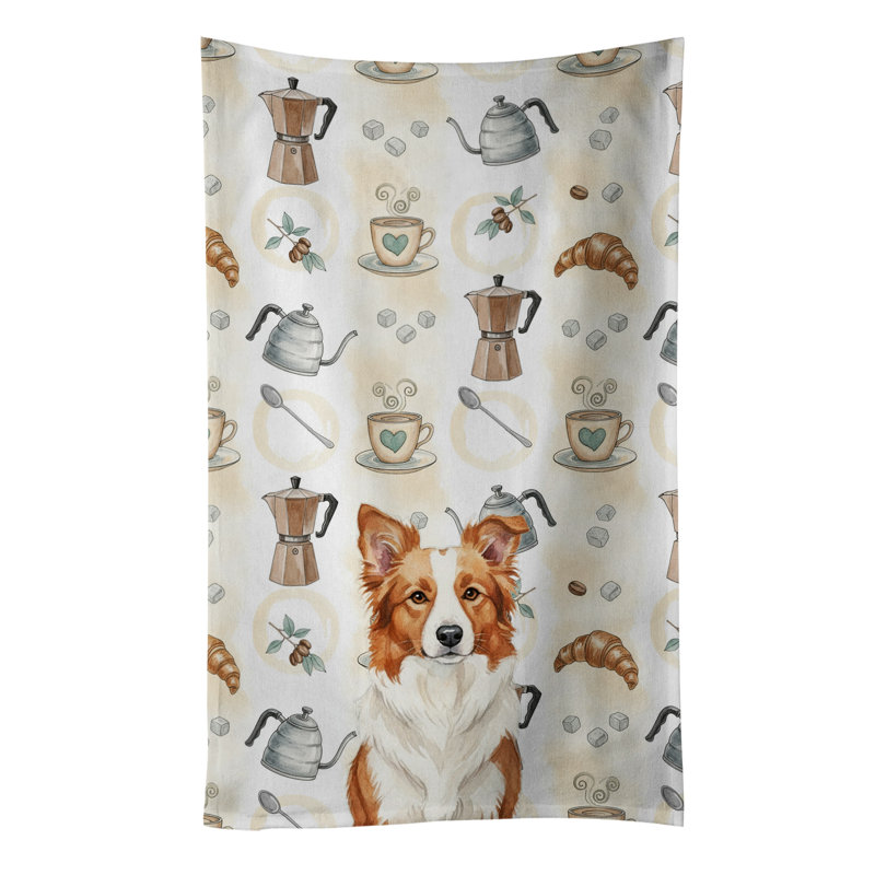 Serviette de cuisine Coffee Bar, Border collie rouge et blanc