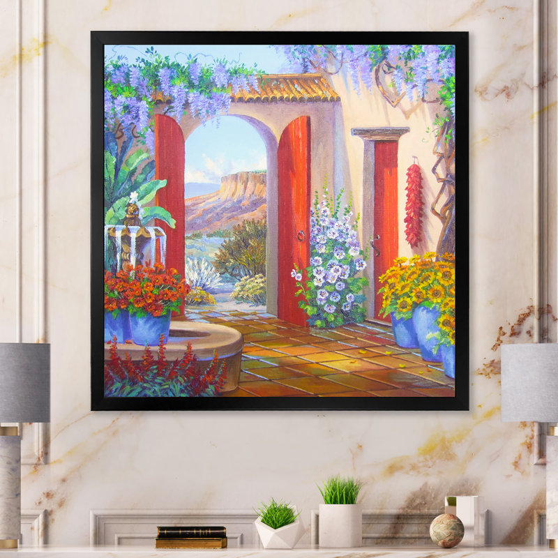 «The Door To The Haven», art mural sur toile Colonial, H 36 po x l 36 po x P 1,5 po, Cadre photo noir