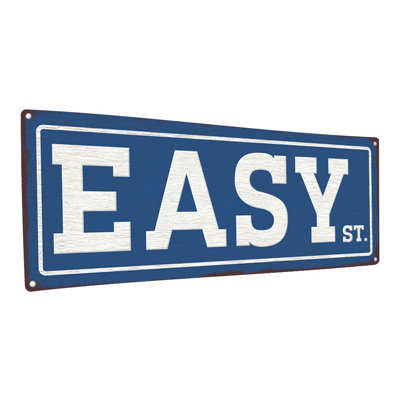 «Blue Easy St Metal Sign» sur métal