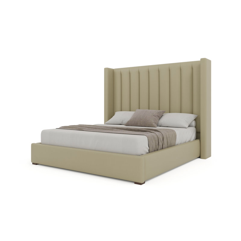 Vegan Leather Wingback Bed, Queen, Cream