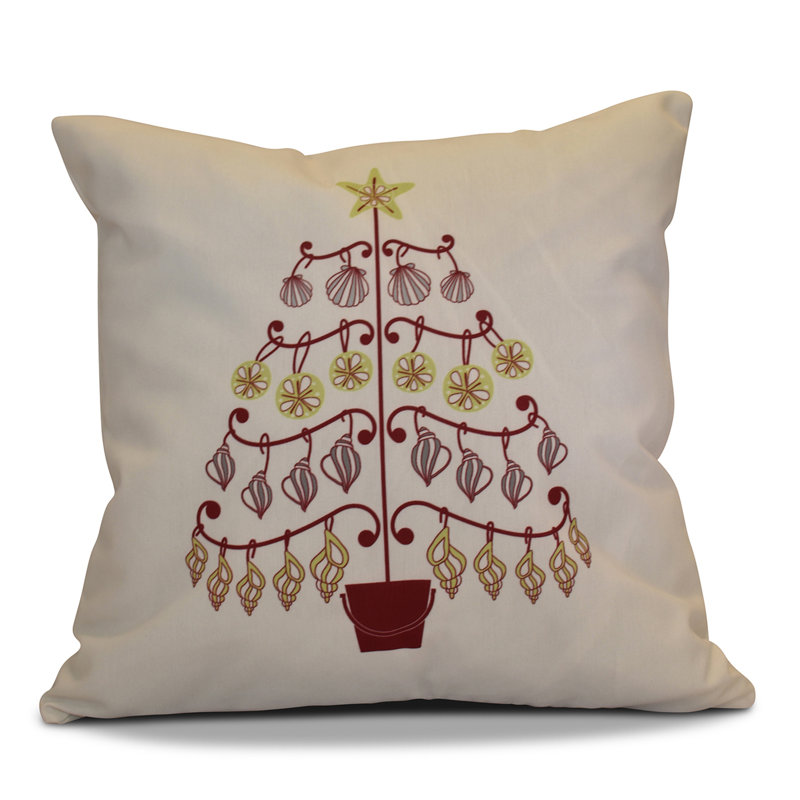Housse de coussin décoratif carré Coastal Christmas, H 18 po x l 18 po, Canneberge