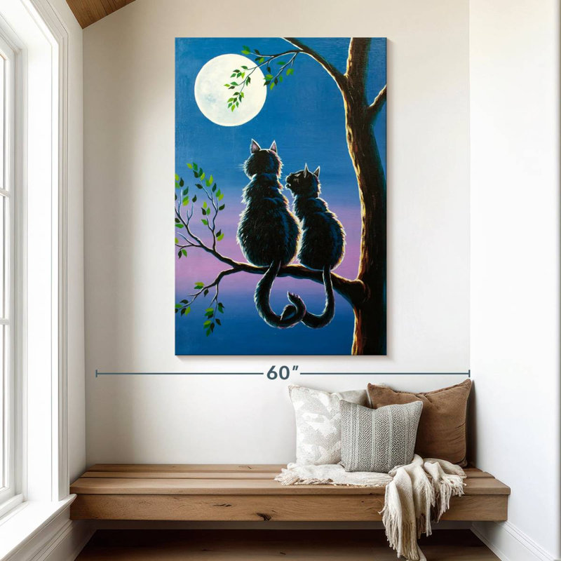 Hardie Moonlit Cat Couple, 51" H x 34" W