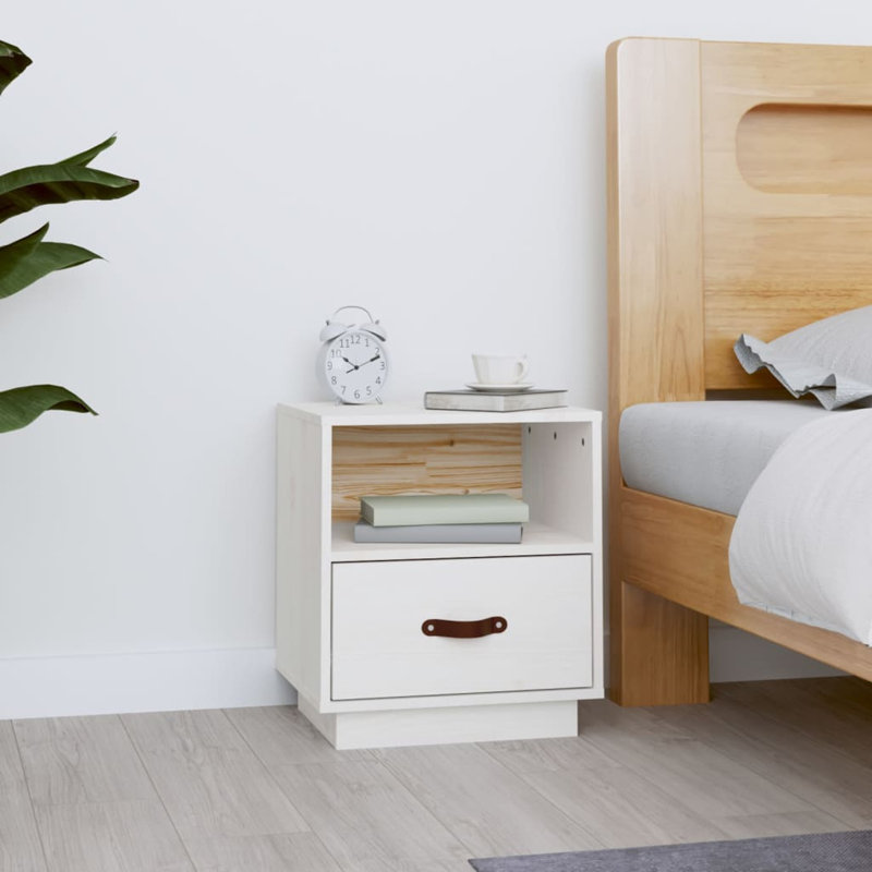 Union Rustic Bedside Cabinets 2 Pcs 40X34x45 Cm Solid Wood Pine, White, 1