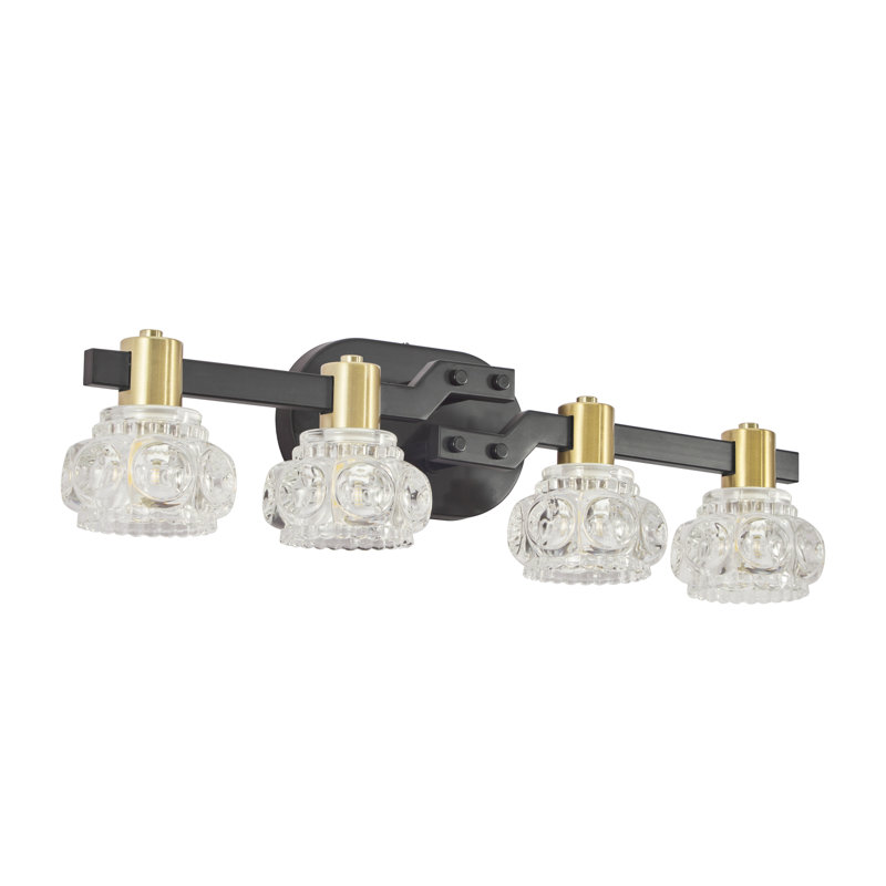 4- Wall Sconce With Crystal, Black Iron Finish, Retro Bathroom & Vanity Counter , High Brightness, Easy Installation Vintage Fixture, Clear Crystal , Matte + Golden, Corridor, Energy Saving, Simple