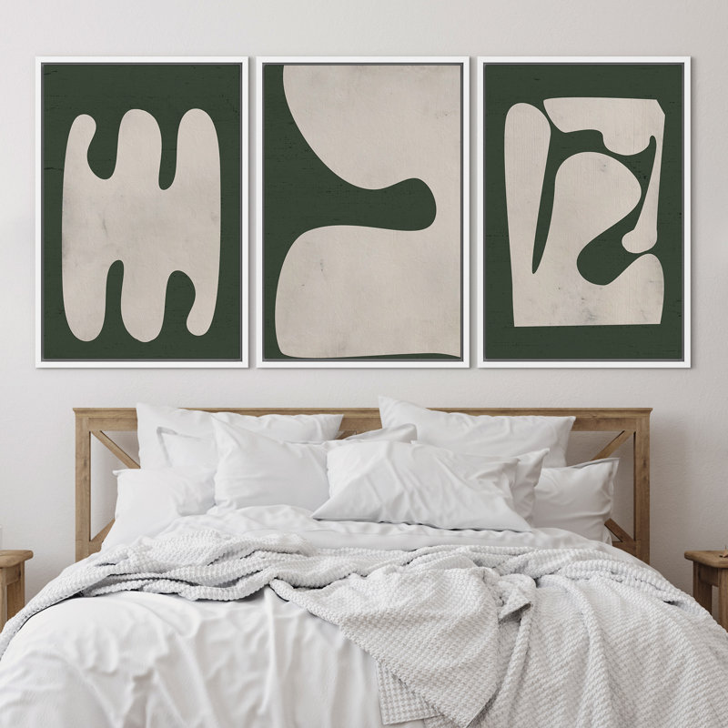 Modern Geometric Abstract Framed Canvas Art Set, 16" x 24"