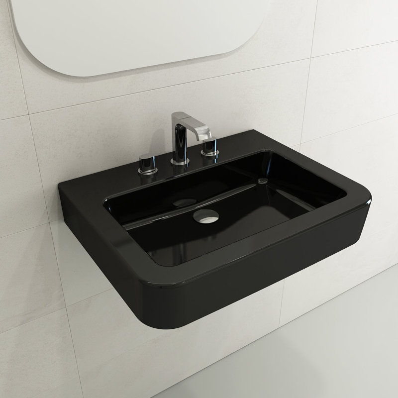 Parma 25.59'' L Bathroom Sink, Matte Black, 8" Widespread
