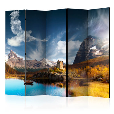 Helsinki 225cm W x 172cm H 5 - Panel Solid Wood Folding Room Divider