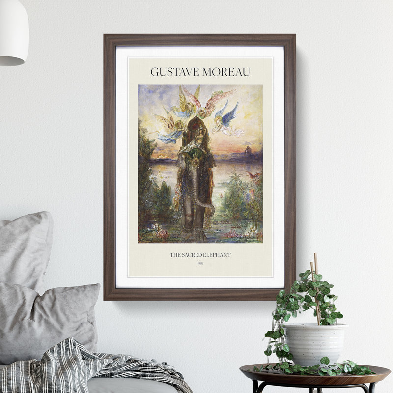 The Sacred Elephant by Gustave Moreau - Picture Frame Painting, Walnut Framed, 36cm H x 27cm W x 2cm D