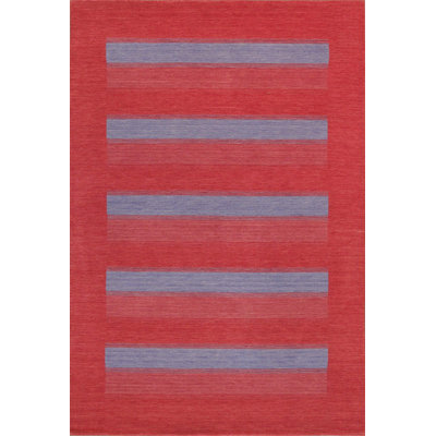 Tapis rayé en laine / coton / viscose rectangulaire fait à la main 5 pi 4 po x 7 pi 11 po