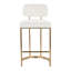 Tabouret de bar à hauteur fixe en métal doré et tissu crème - Ensemble de 2
