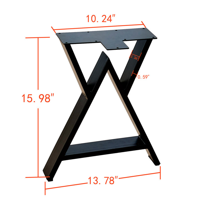 Iron Metal Table Legs, 16" H x 10" W x 2.36" D