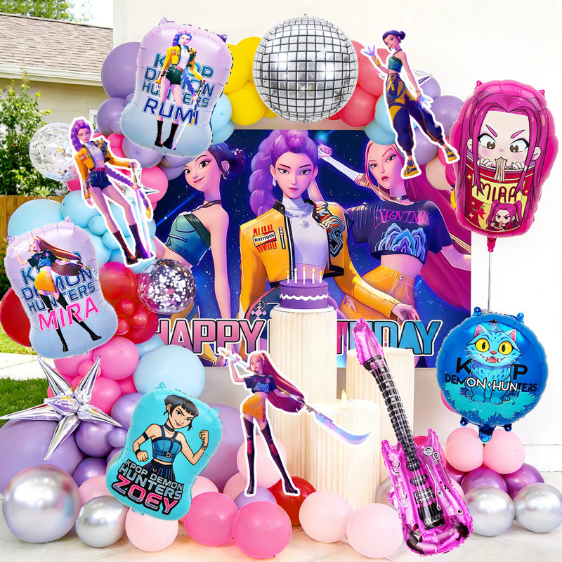 96Pcs KPOP Demon Hunters Balloon Party Decorations,KPOP Demon Hunters Birthday Decorations Balloons Set