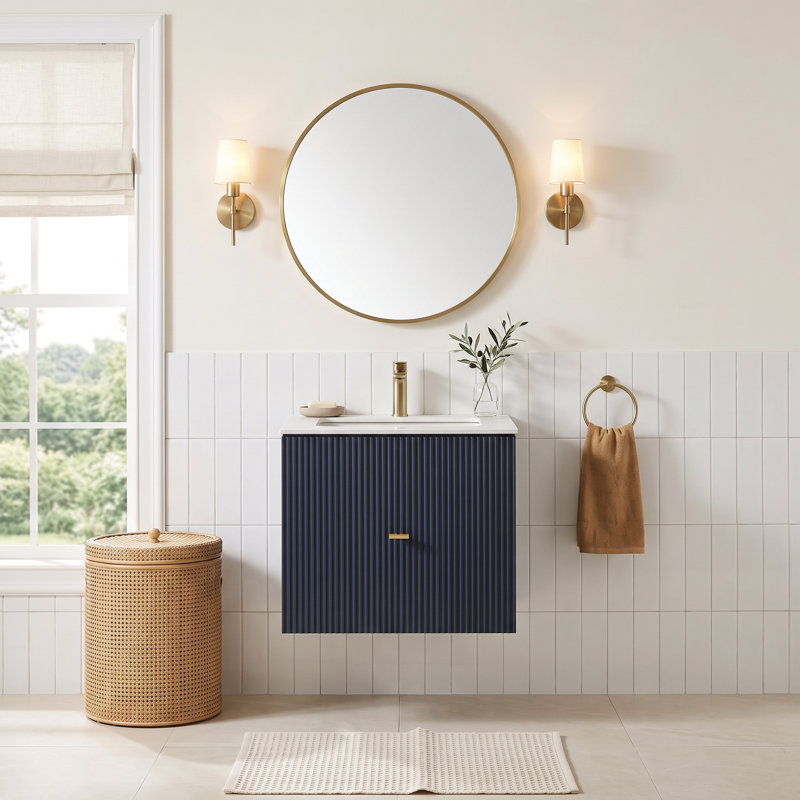 Ula 24" Dark Blue With White Countertop, Dark Blue, White