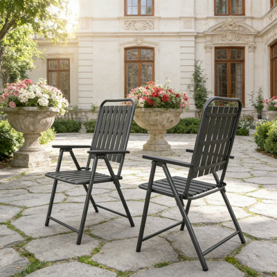 2-Piece Outdoor Patio Folding Dining Armchair(Set Of 2)