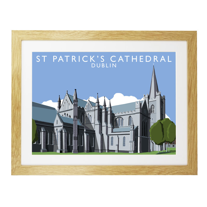 St. Patricks Cathedral by Richard O'Neil - Print, 33.5 cm H x 43.5 cm W x 2.2 cm D, Oak Wood Frame