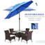 3 parasols de table de patio avec manivelle, bleu foncé pour la couverture de jardin et de terrasse, pelouse