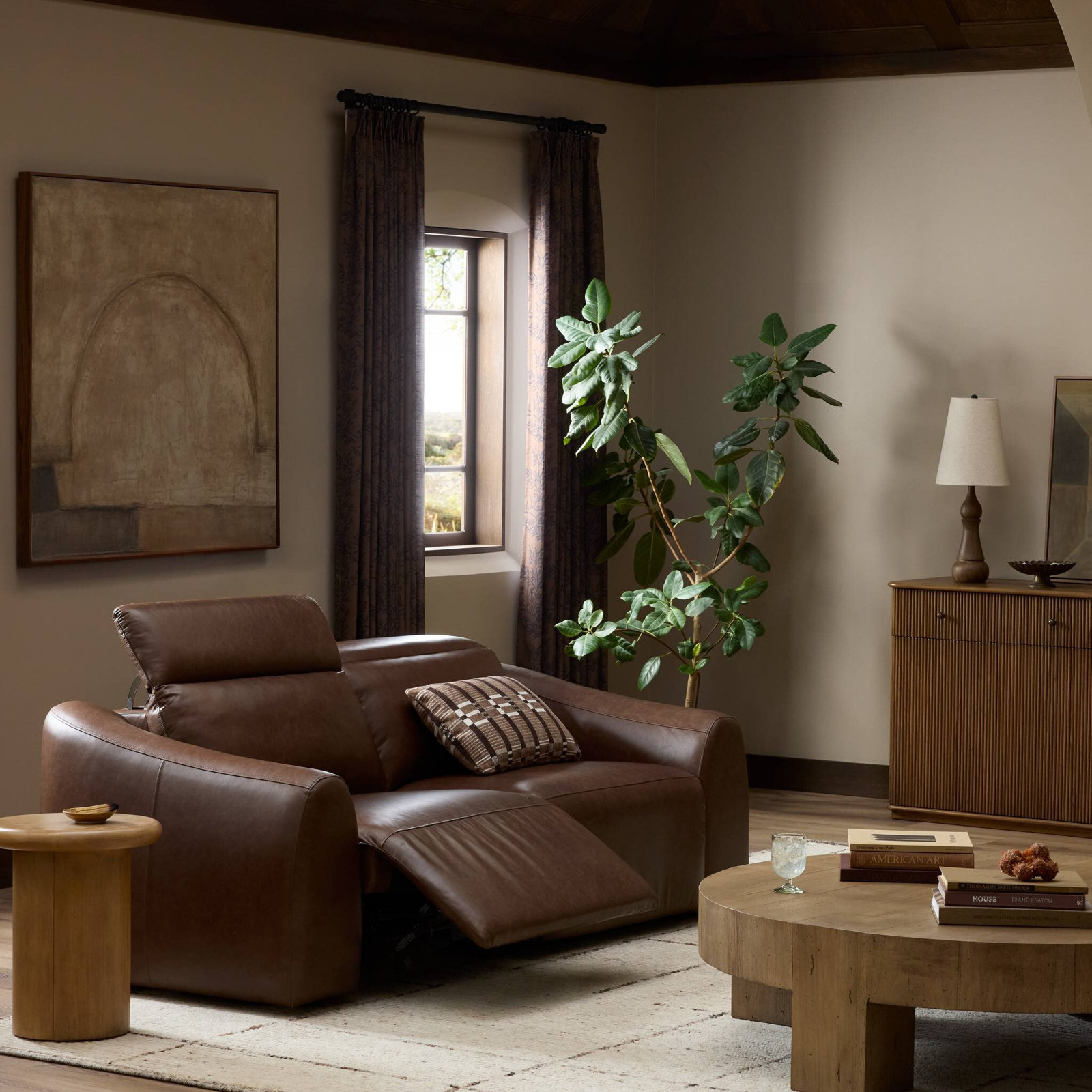 Phillips Upholstered Sofa, Sonoma Coco Top Grain Leather