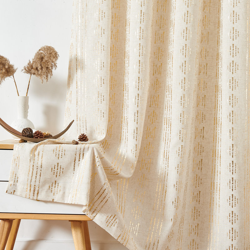 Amadas Linen Semi-Sheer Rod Pocket Curtain Pair, 52" W x 84" L, Gold Flax