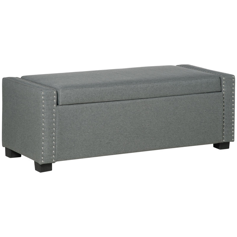 Repose-pieds avec banc de rangement Modern, 100% polyester gris