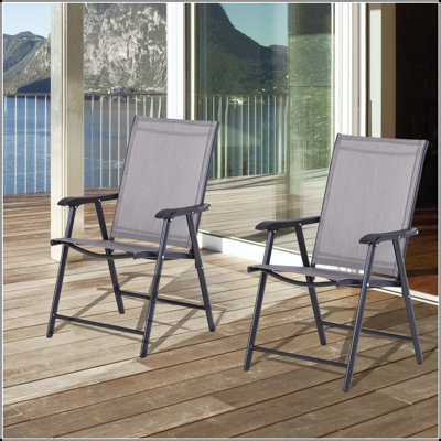Outdoor Folding Sling Chair with Breathable Mesh (Set of 2)