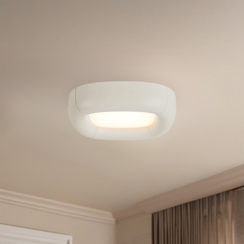 Folio 15-in Black dimmable LED Flush Mount, White