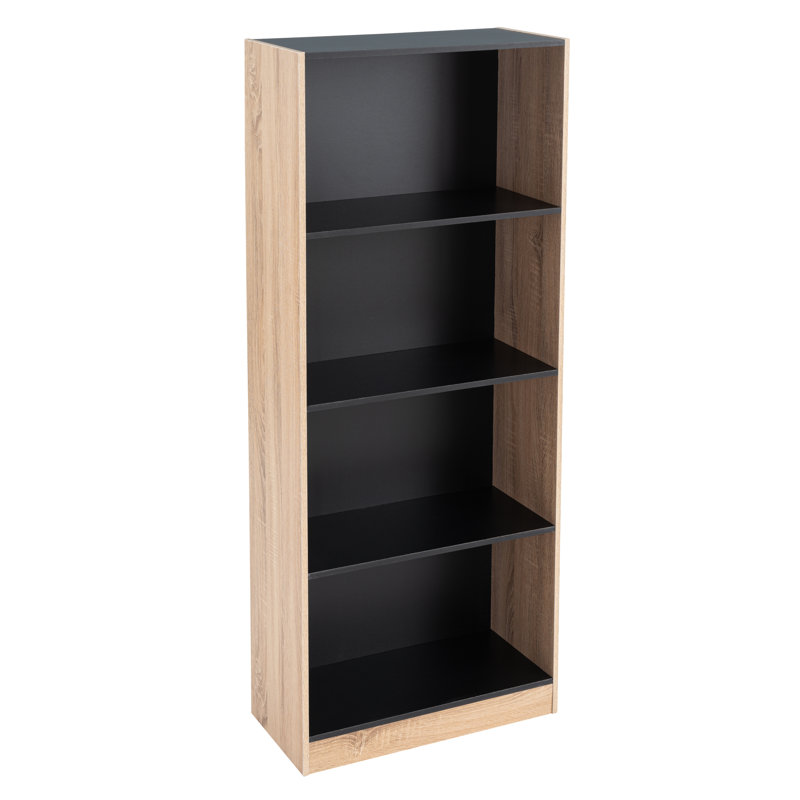 Rimas 151cm H x 35cm W Particle Board Bookcase, Black/Brown