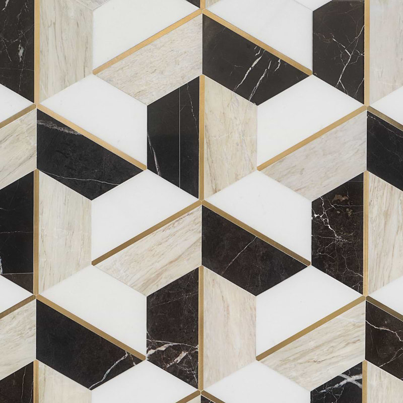 Decade Polished Marble And Brass Mosaic, Saint Laurent