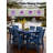 All Weather Outdoor Table and Chairs 7 Pieces Patio Dining Sets Outside Furniture With Umbrella Hole& Aluminum Frame HIPS Modern Patio Dining Set for 6 Person for Outside Backyard/Porch/Deck, 1-Table 6-Chairs, Dark Blue-123192662