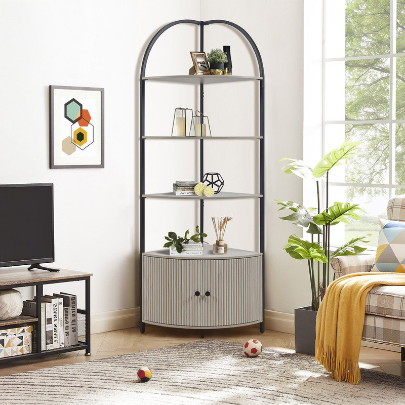 73.8'' H x 20.3'' W 4- Tier Corner Storage Shelf with Cabinet