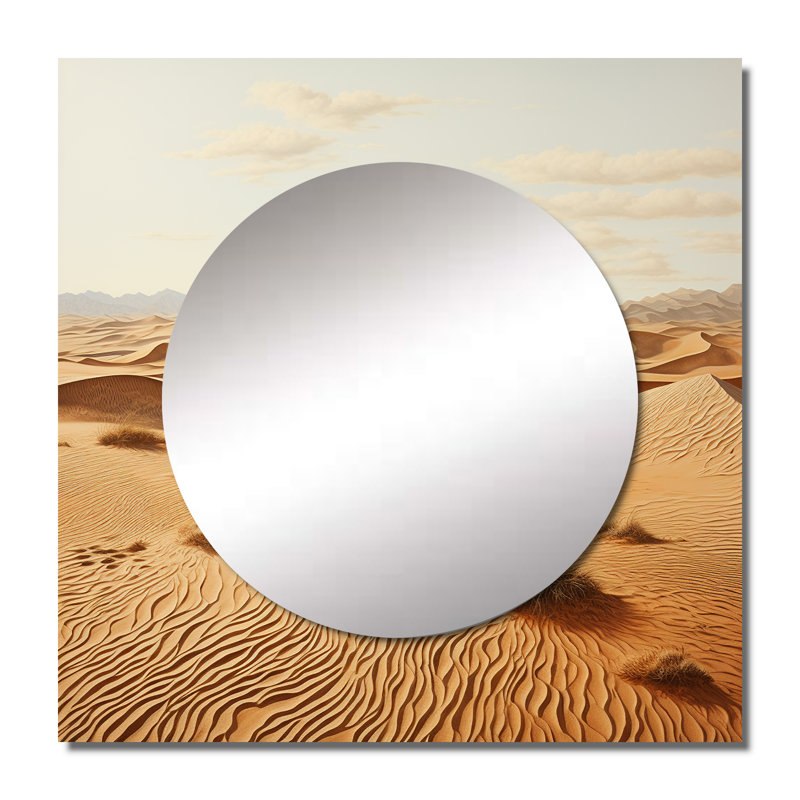 Delphene - Canyon et désert, art mural miroir carré pour la salle de bain, 36 po x 36 po